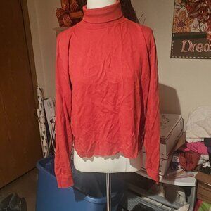Eagle’s Eye Mock Neck Long Sleeve Top | Red/Coral | Size L